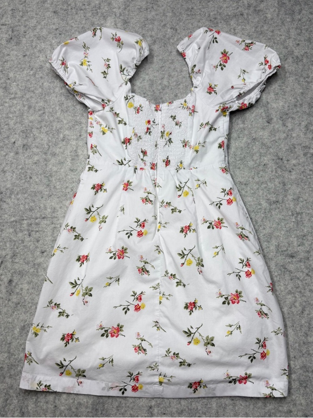 Abercrombie & Fitch Floral Milkmaid MiniDress White Cottagecore PuffSleeve Small - Picture 15 of 15